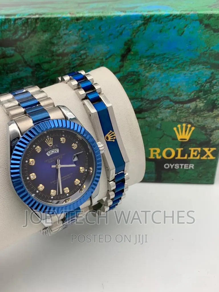 Silver and Blue Rolex Set