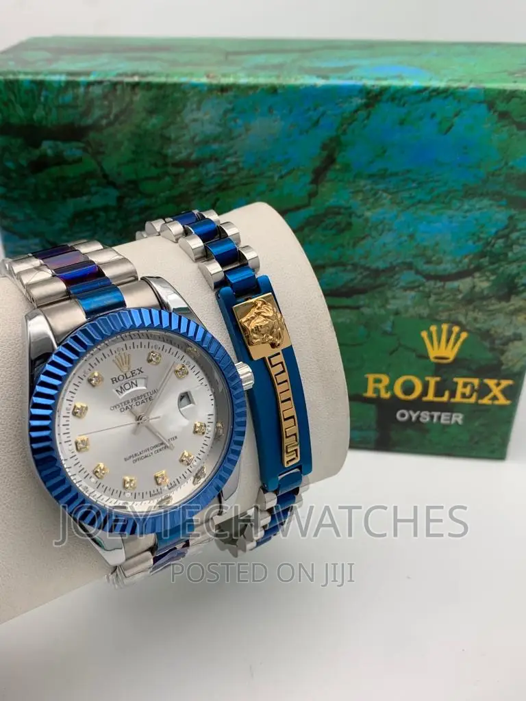 Silver and Blue Rolex Set