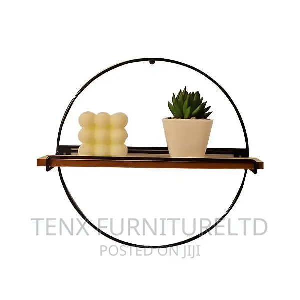 Decor Shelf Round Metal and Wood