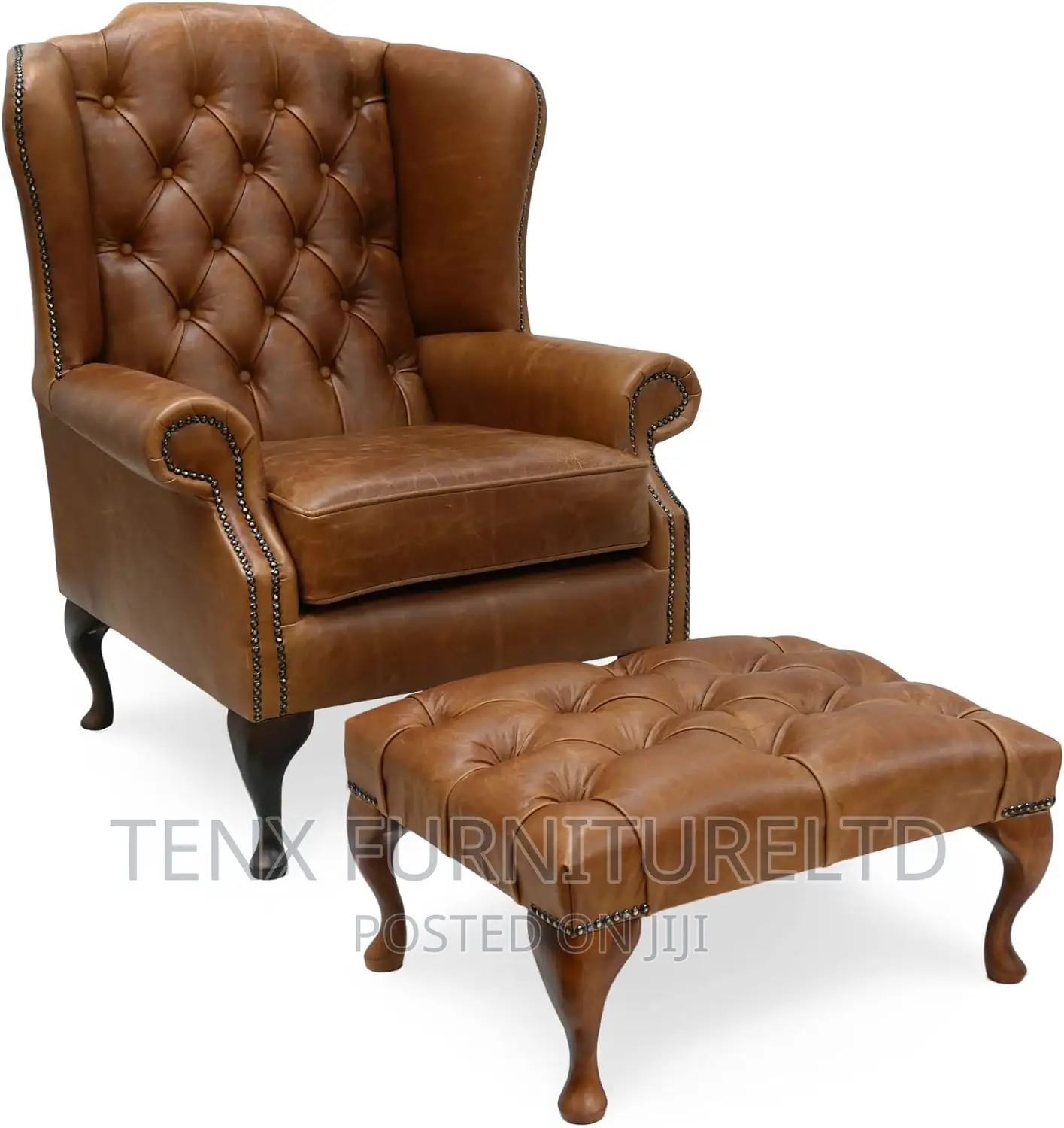 Chesterfield Chair With Matching (Footrest)