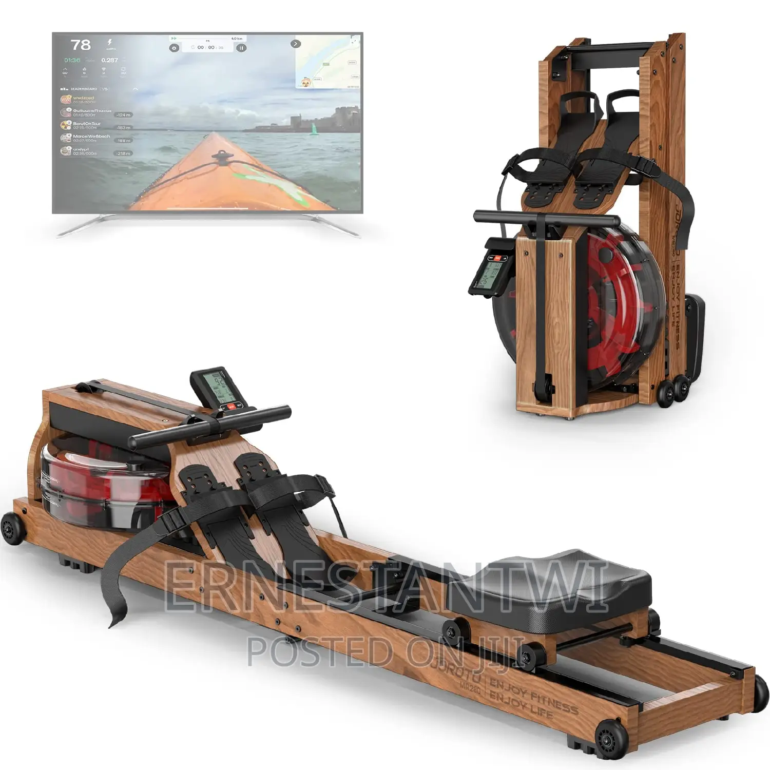 Oak Wood Foldable Rower Machin With Blutooth From JOROTO, UK