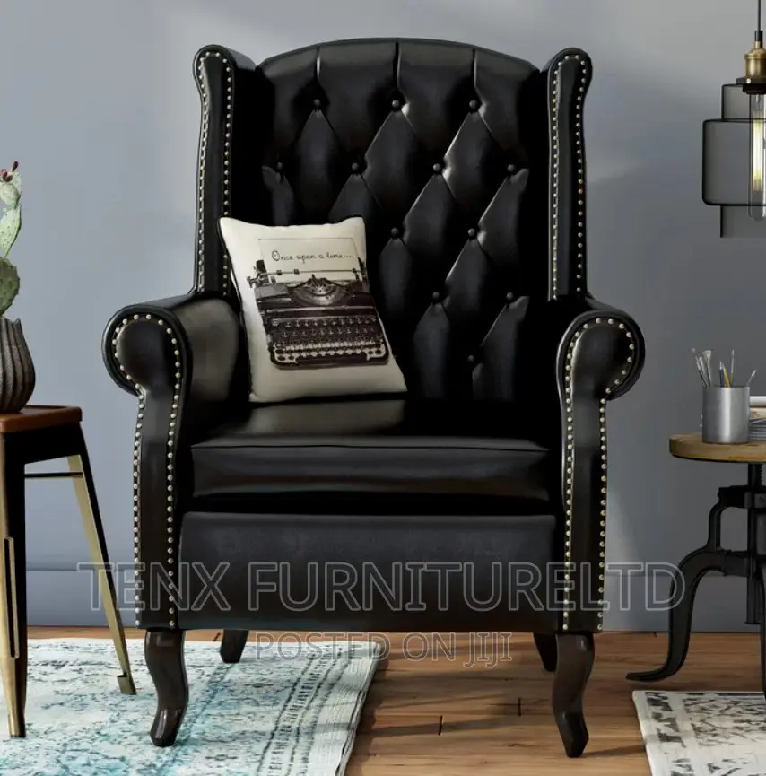 Leather Wing Chair High Back (Chesterfield Armchair Antique)