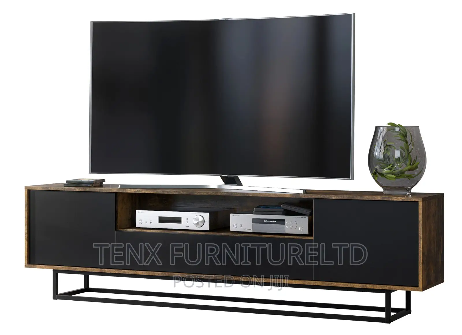 Loft Retro Industrial Tv Unit Stand Vintage Oak Cabinet