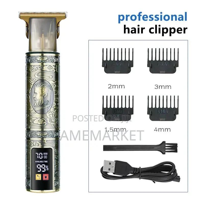 T9 LCD Display Professional Men Wireless USB Hair Clipper