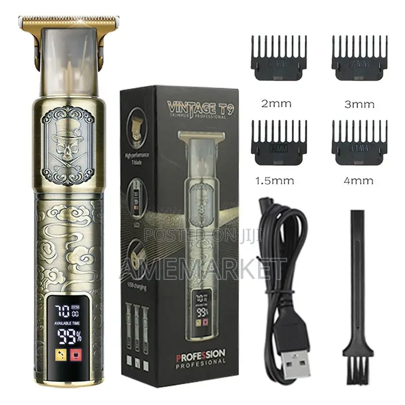 T9 LCD Display Professional Men Wireless USB Hair Clipper