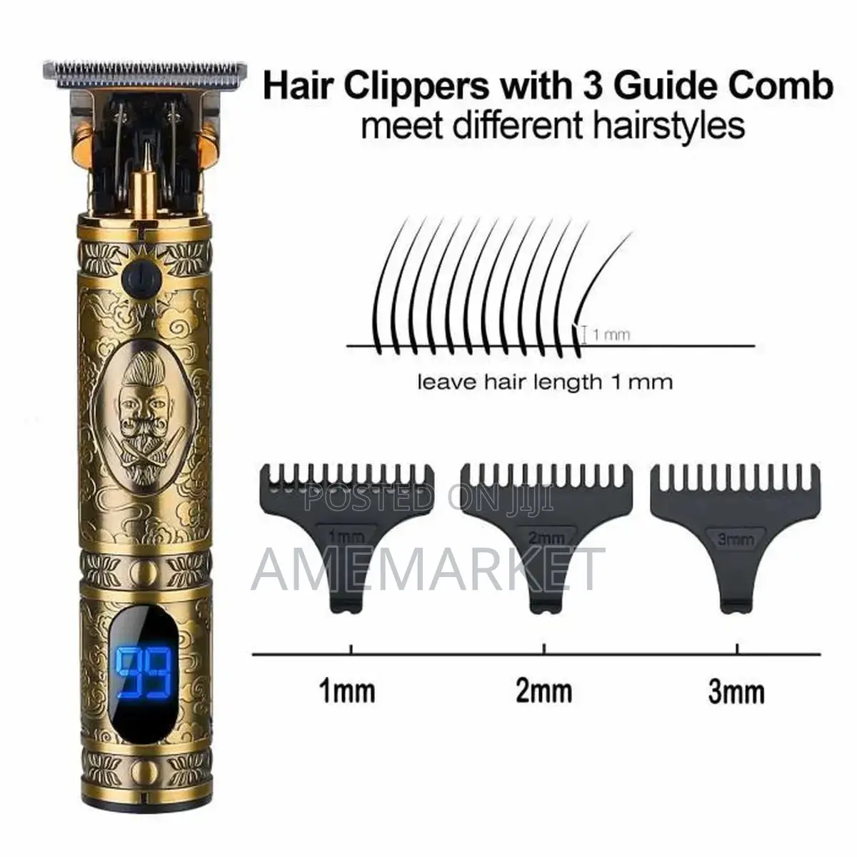 T9 LCD Display Professional Men Wireless USB Hair Clipper