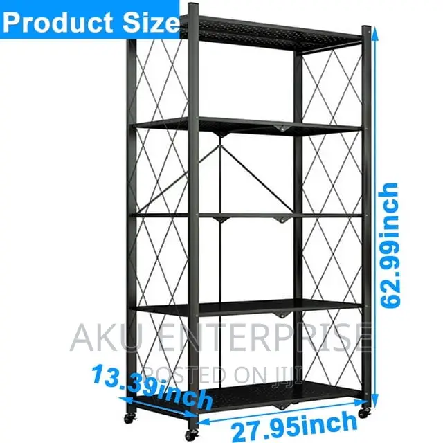5 Tier Storage Shelves With Wheels Collapsible Kitchen Cart