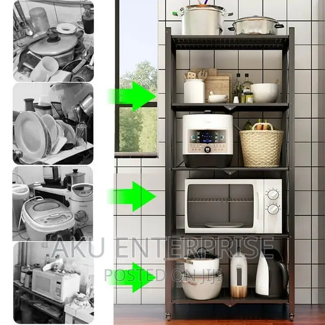 5 Tier Storage Shelves With Wheels Collapsible Kitchen Cart