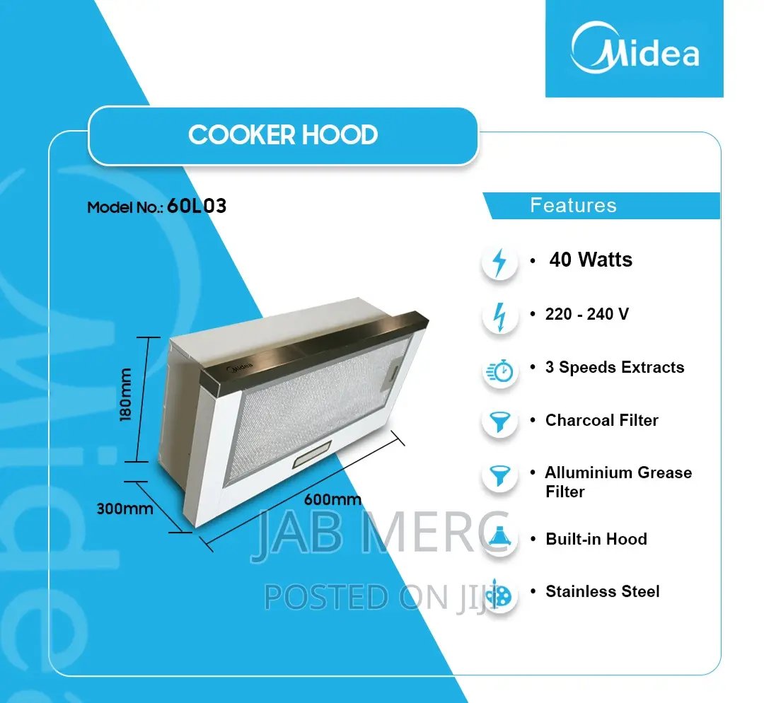 Extractor Under Cabinet 60cm Built-in Kitchen Hood Stainless