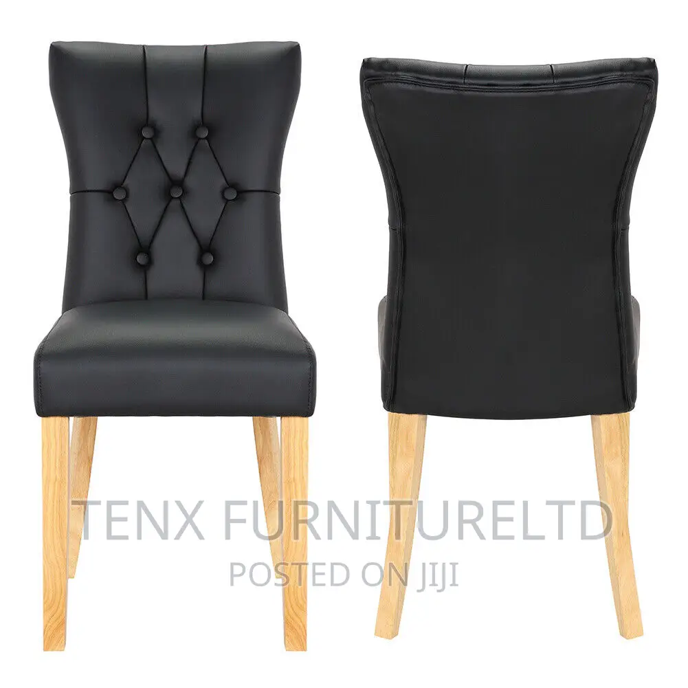 2pcs Kitchen Dining Chairs Faux Leather Retro Padded