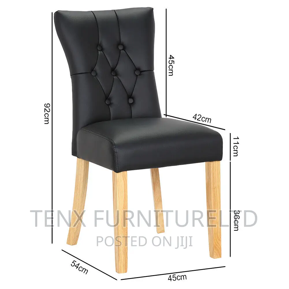 2pcs Kitchen Dining Chairs Faux Leather Retro Padded