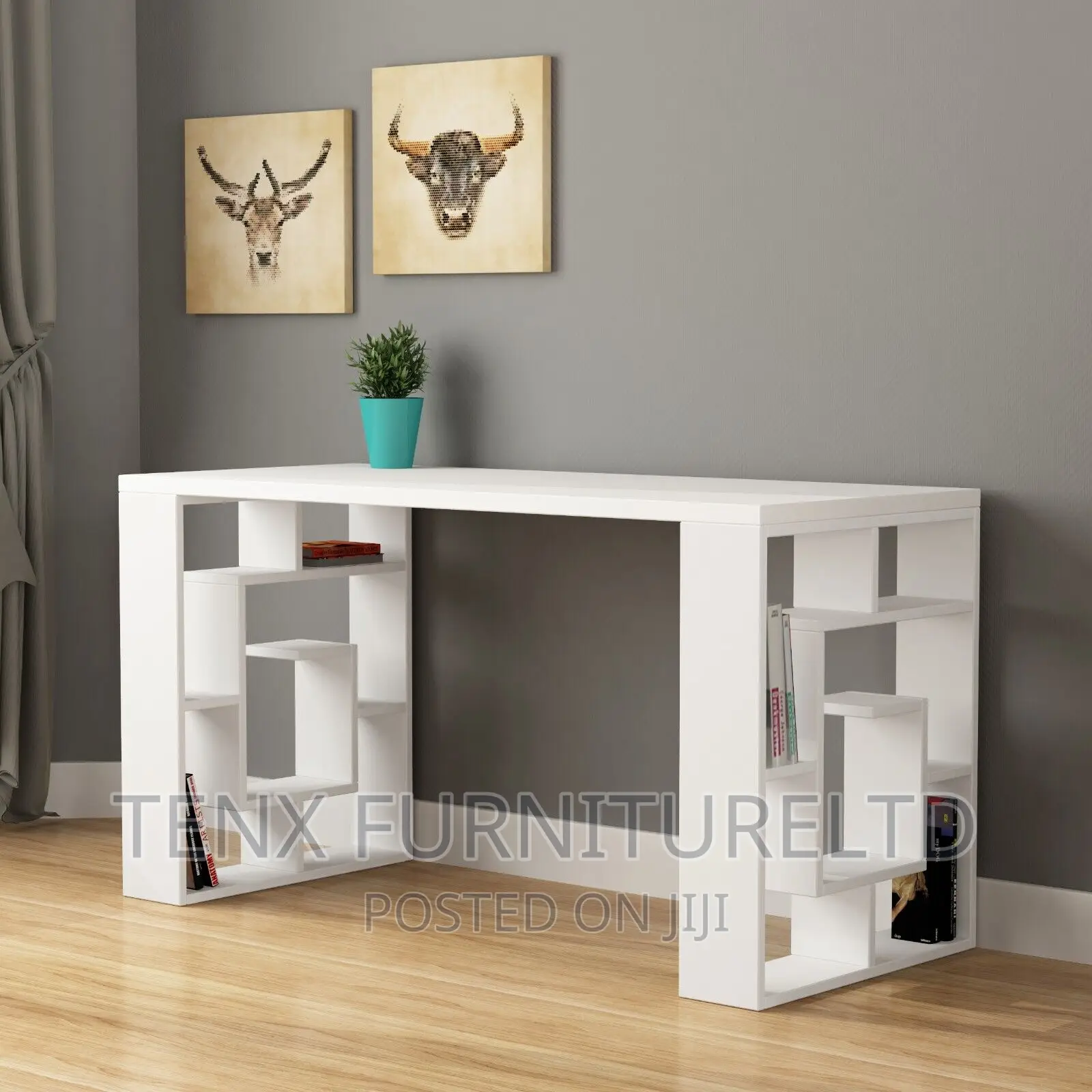 Working Office Desk (All White)