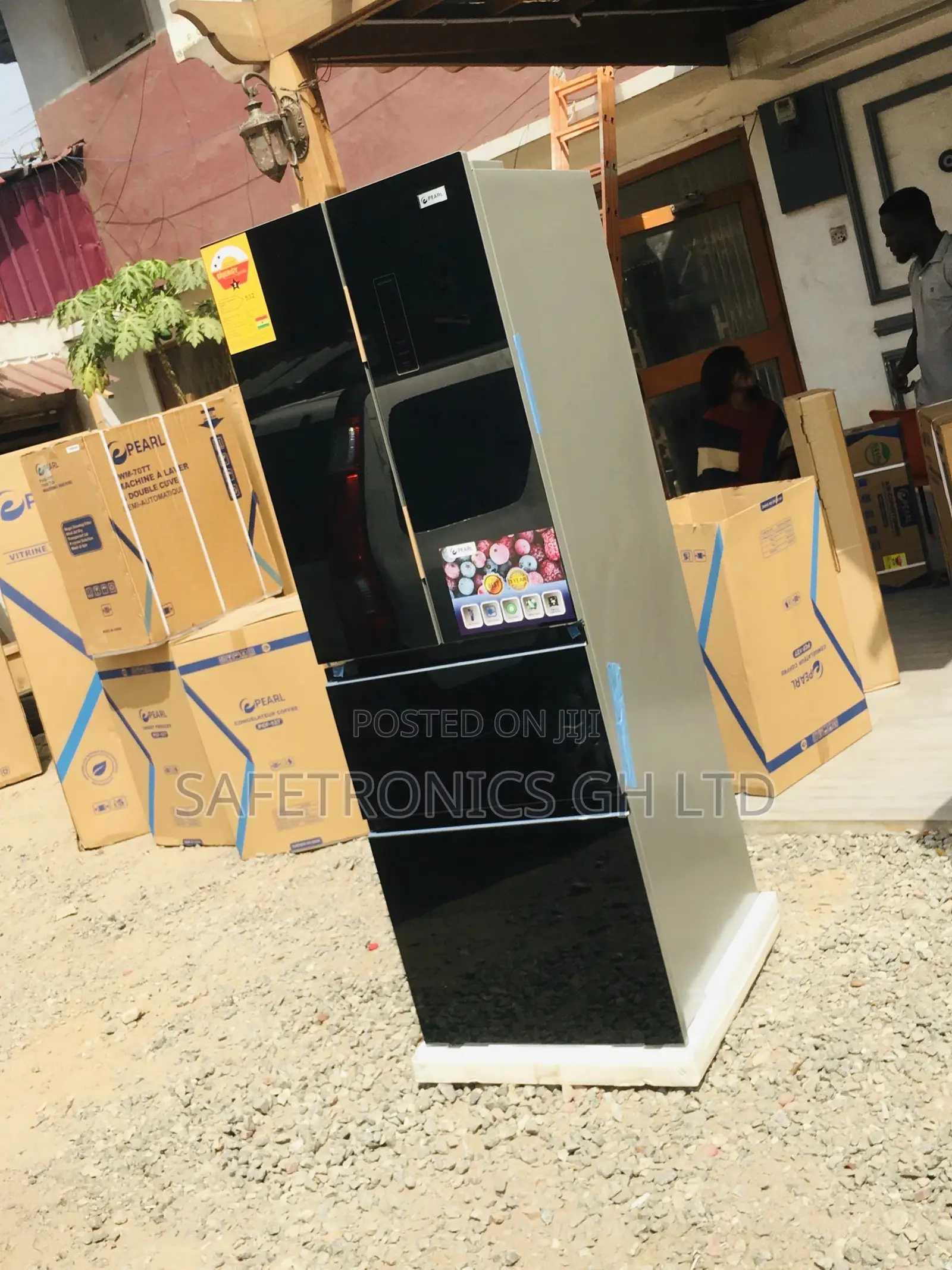 Glass Pearl Bottomfreezer 4 Doors Black Pf-470bg Fridge