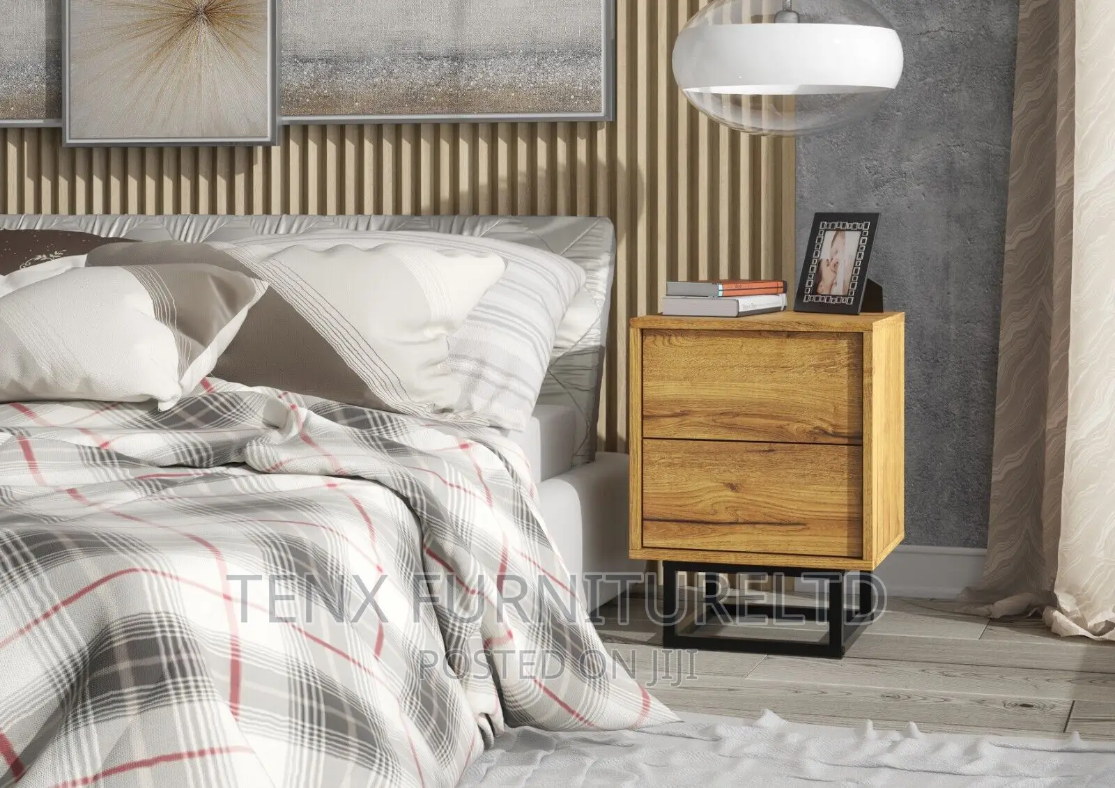 Retro Industrial Bedside Vintage Oak Chest of Drawer Cabinet