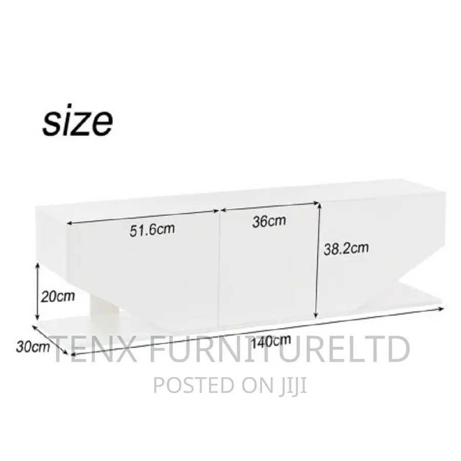 Tv Unit Cabinet Stand High White Doors Led Light Sideboard
