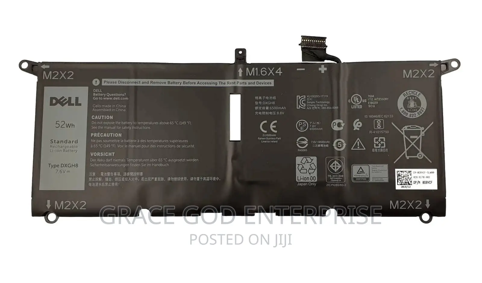 Original Battery for DELL XPS 13 9370 XPS 13 9380 DXGH8