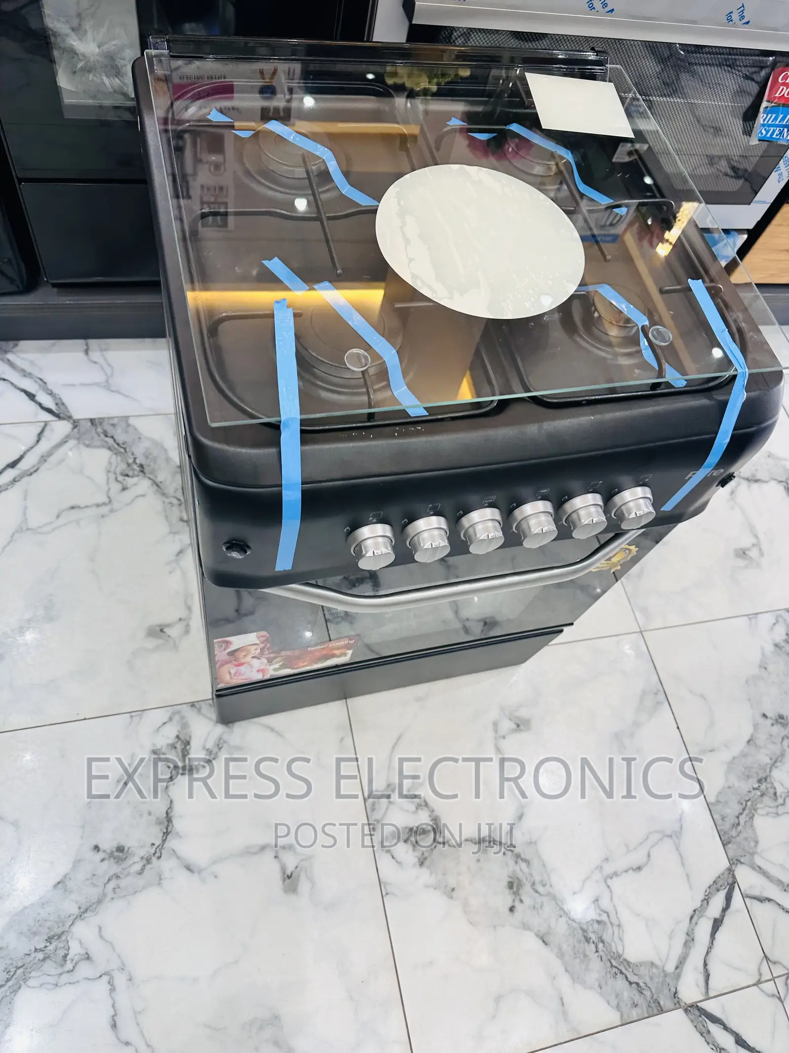Black Gas Cooker Oven -4burner Grill Auto Auto Ignition