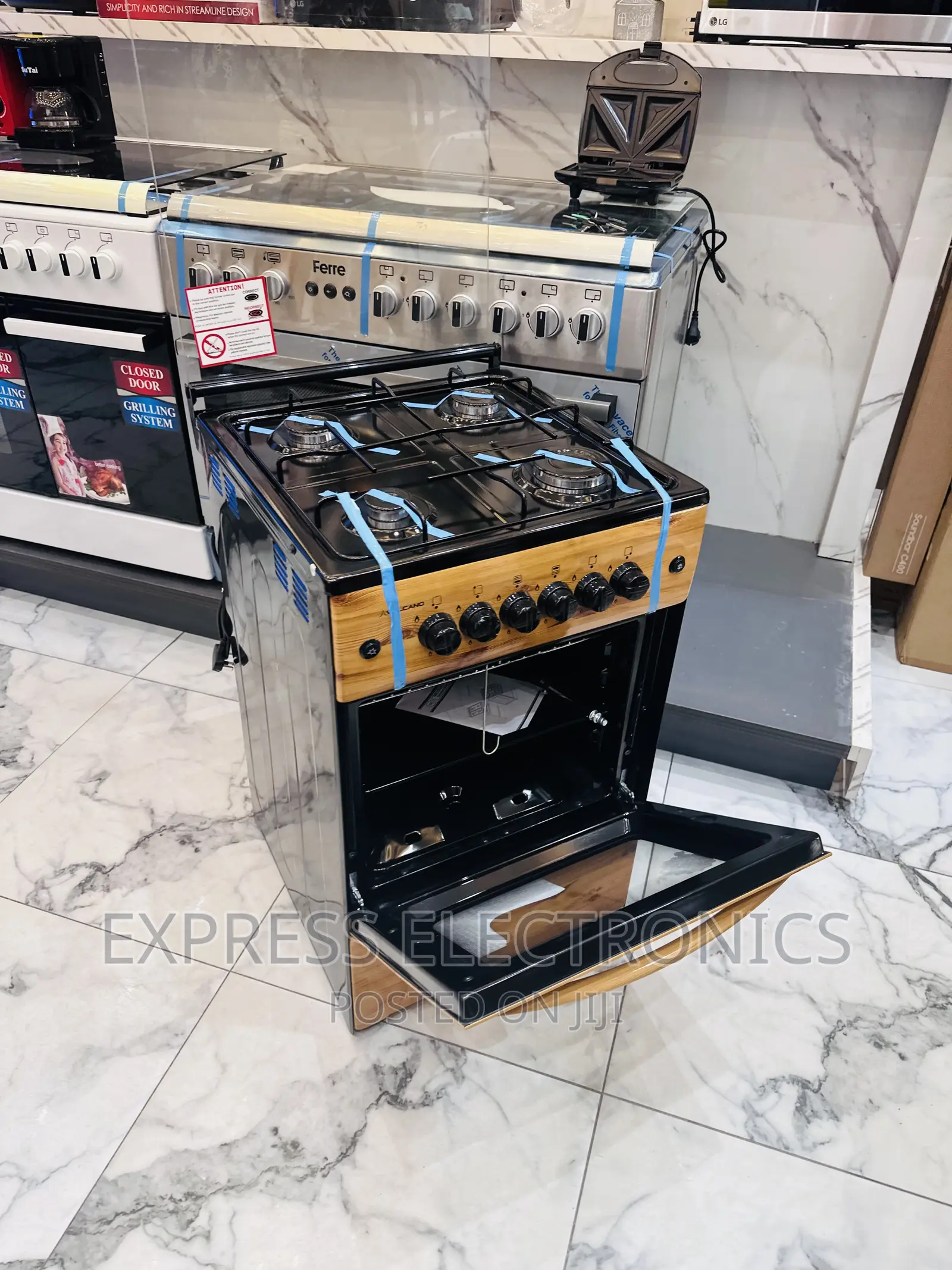 Light Wooden Gas Cooker Oven 4burner Auto Ignition Grill _