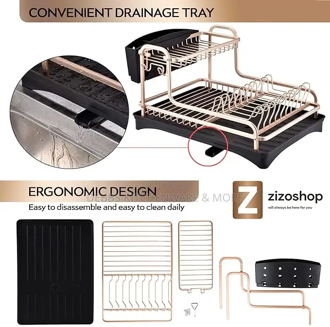 Rust Proof Dish Drying Stand -With Sponge Holder Drainage