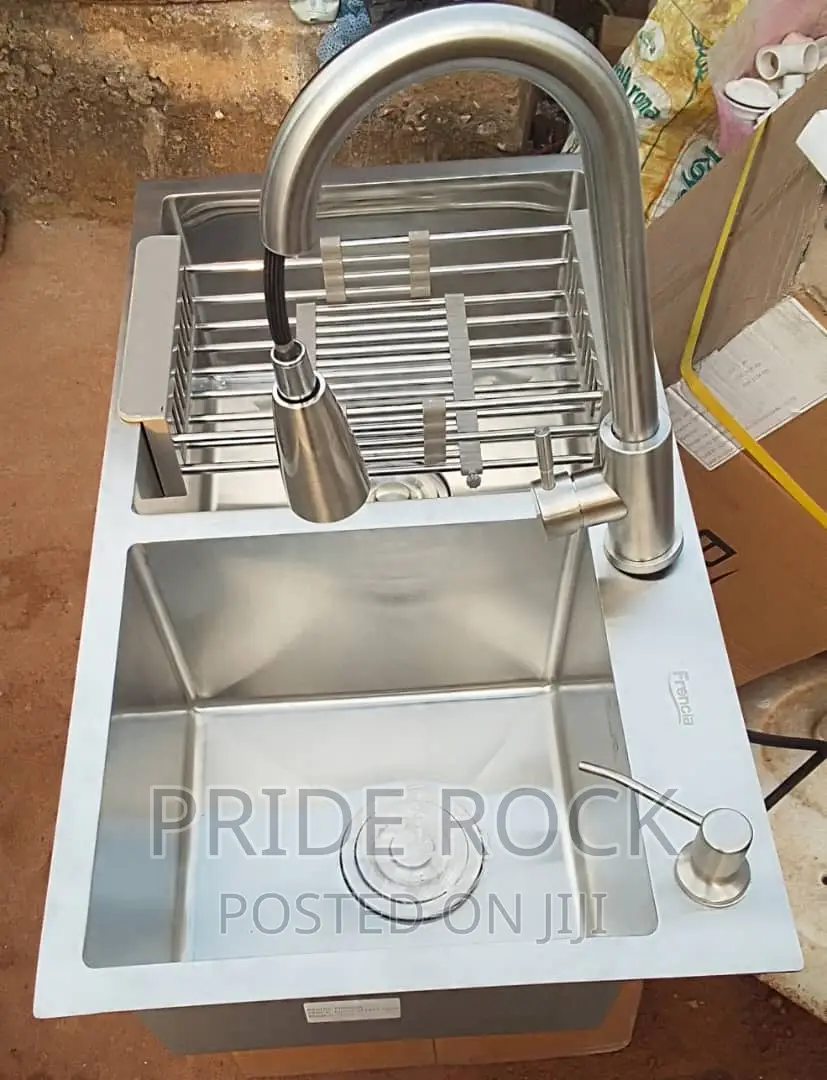 Armless Double Bowl Sink, Antitrust With Pull Out Tap
