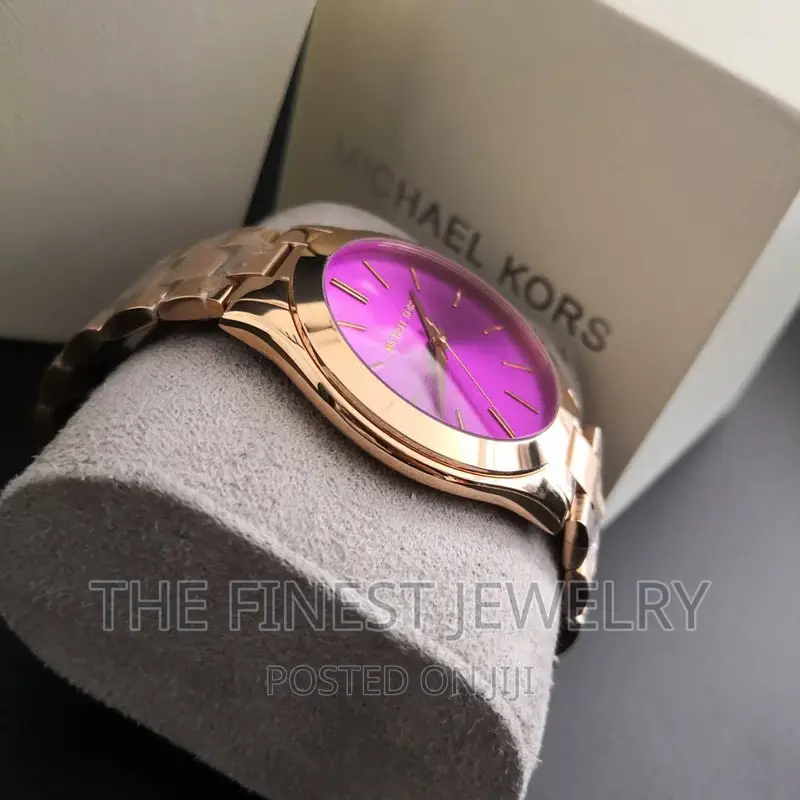 Michael Kors Ladies Watch Slim Runway Rose Gold Plum MK3550