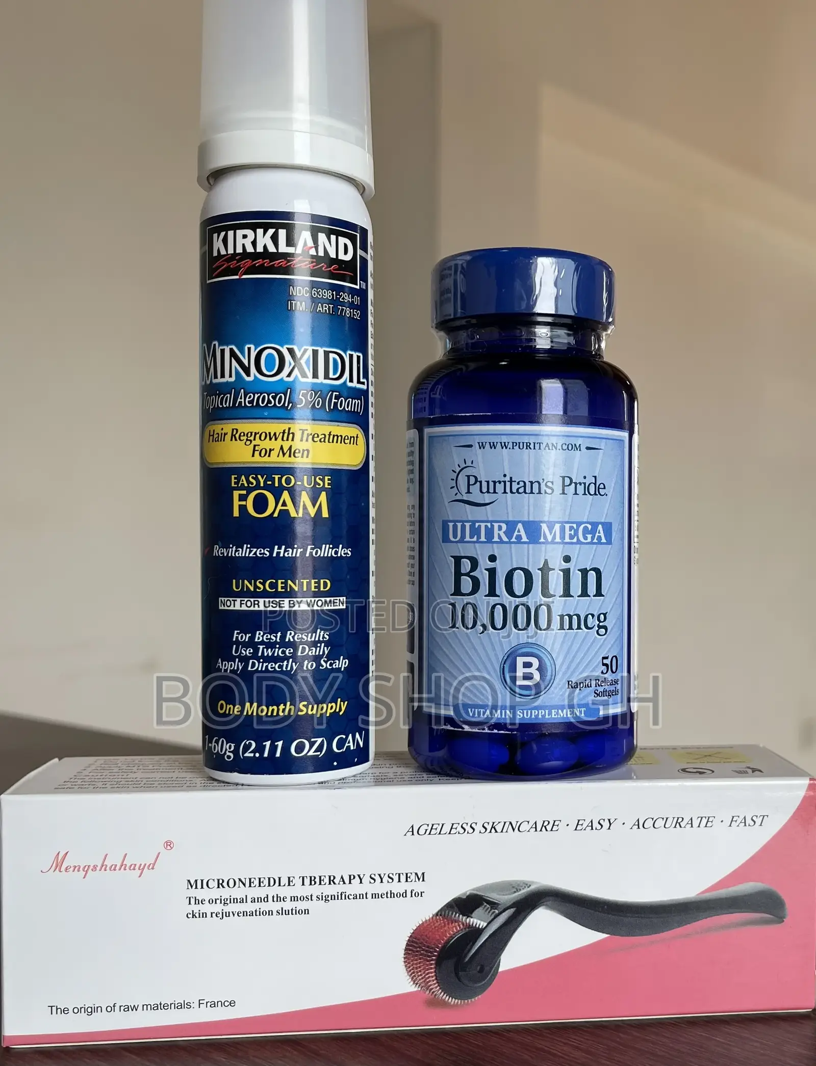 Kirkland Minoxidil + Roller + Biotin for Beard and Hairline