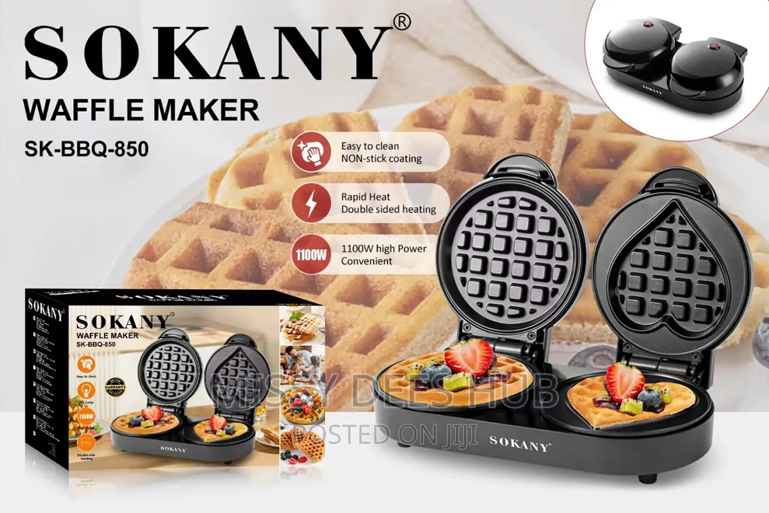 2-in-1 Sokany Waffle Maker