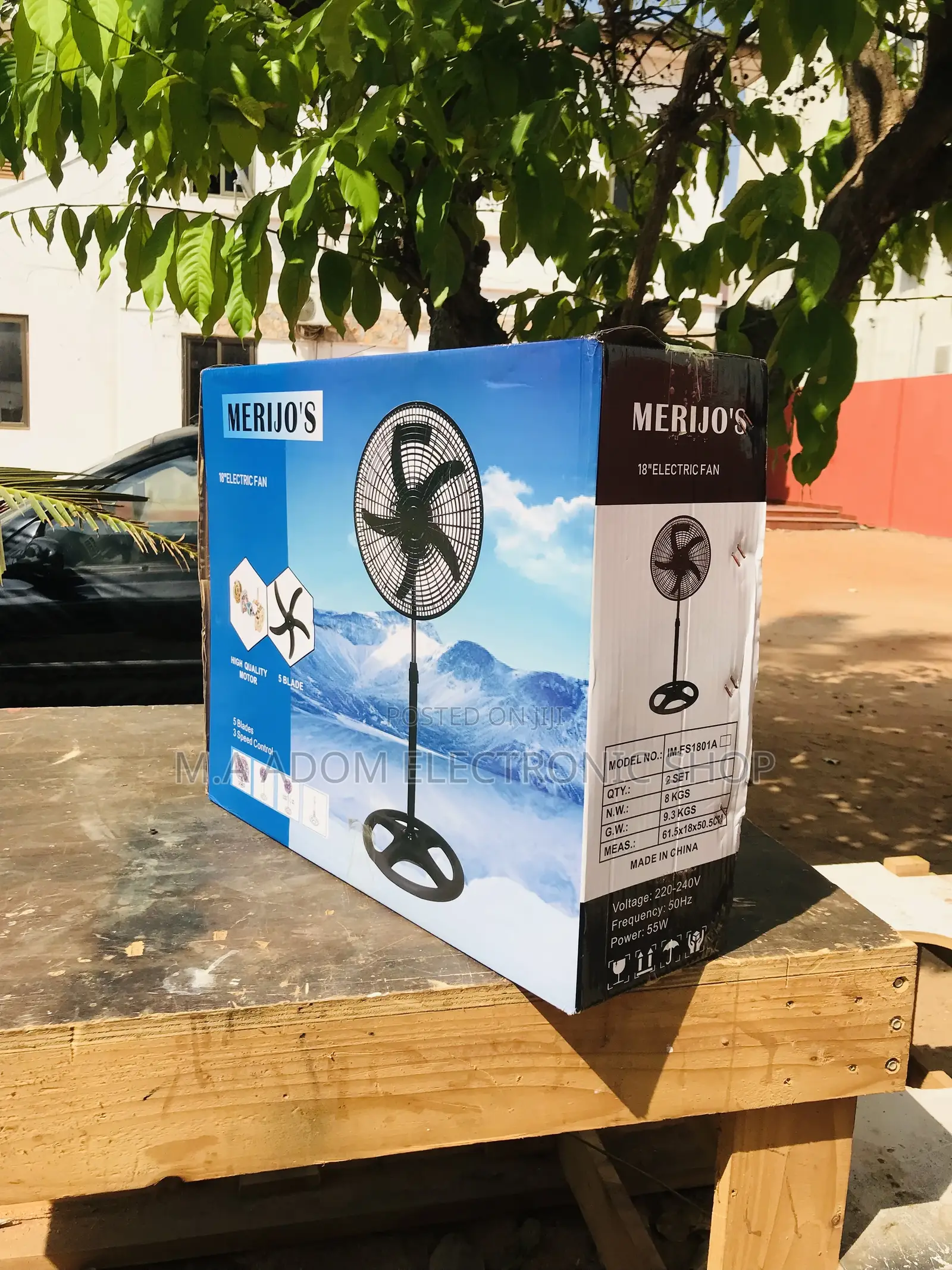 Authentic Merijo’S 5 Blade Electric Standing Fan(Black).