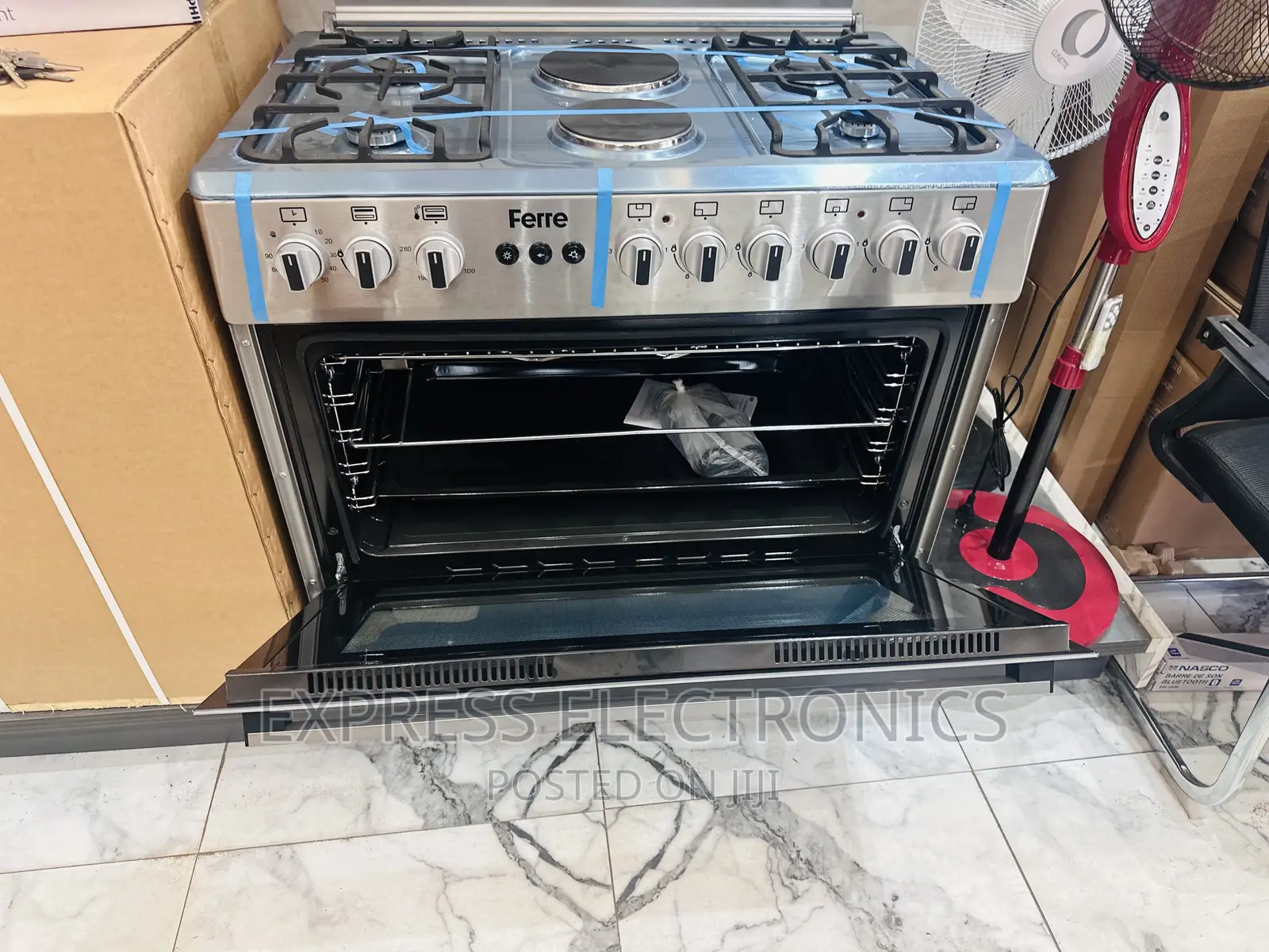 4+2 Stove Gas Electric Cooker Oven Grill Ferre Sliver __