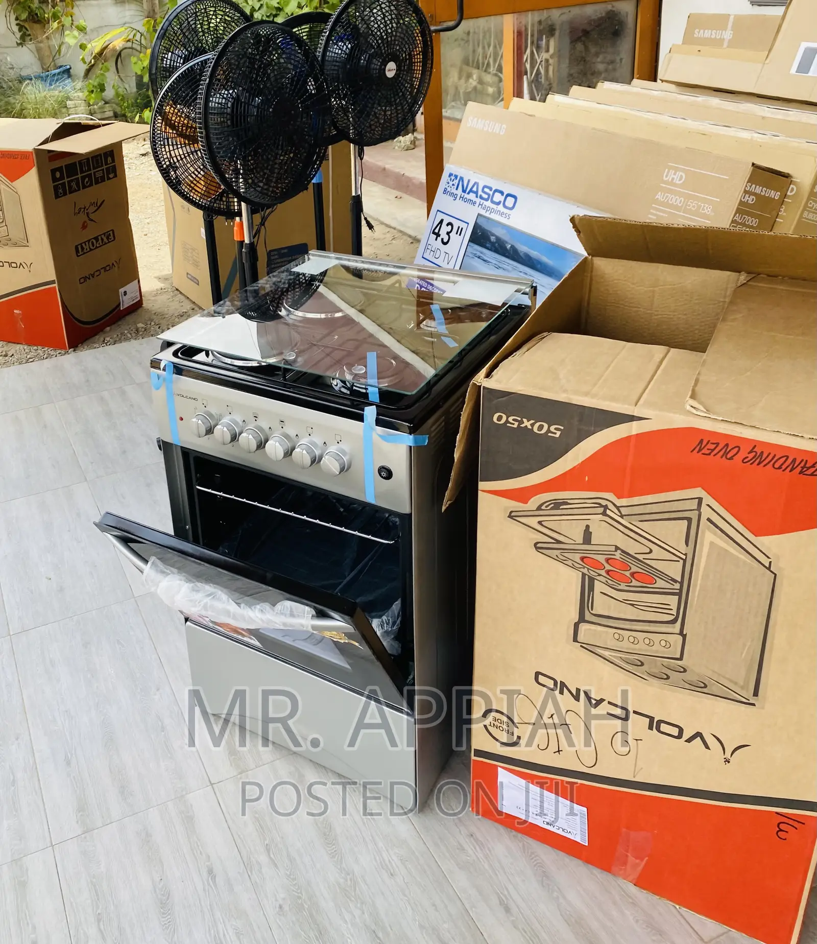 Quality Volcano 2 Gas + 2 Electric Burner With Glass Lid.