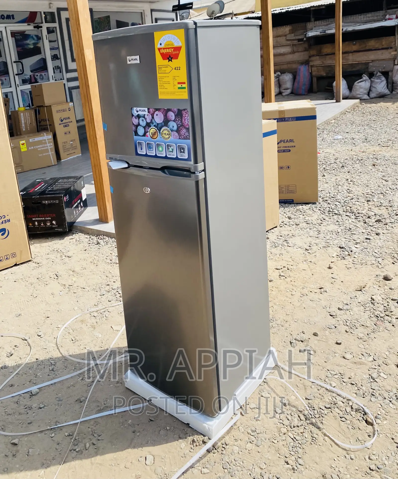 Brand New Pearl PF-270 Ix 2 Door Fridge With Glass Shelves.