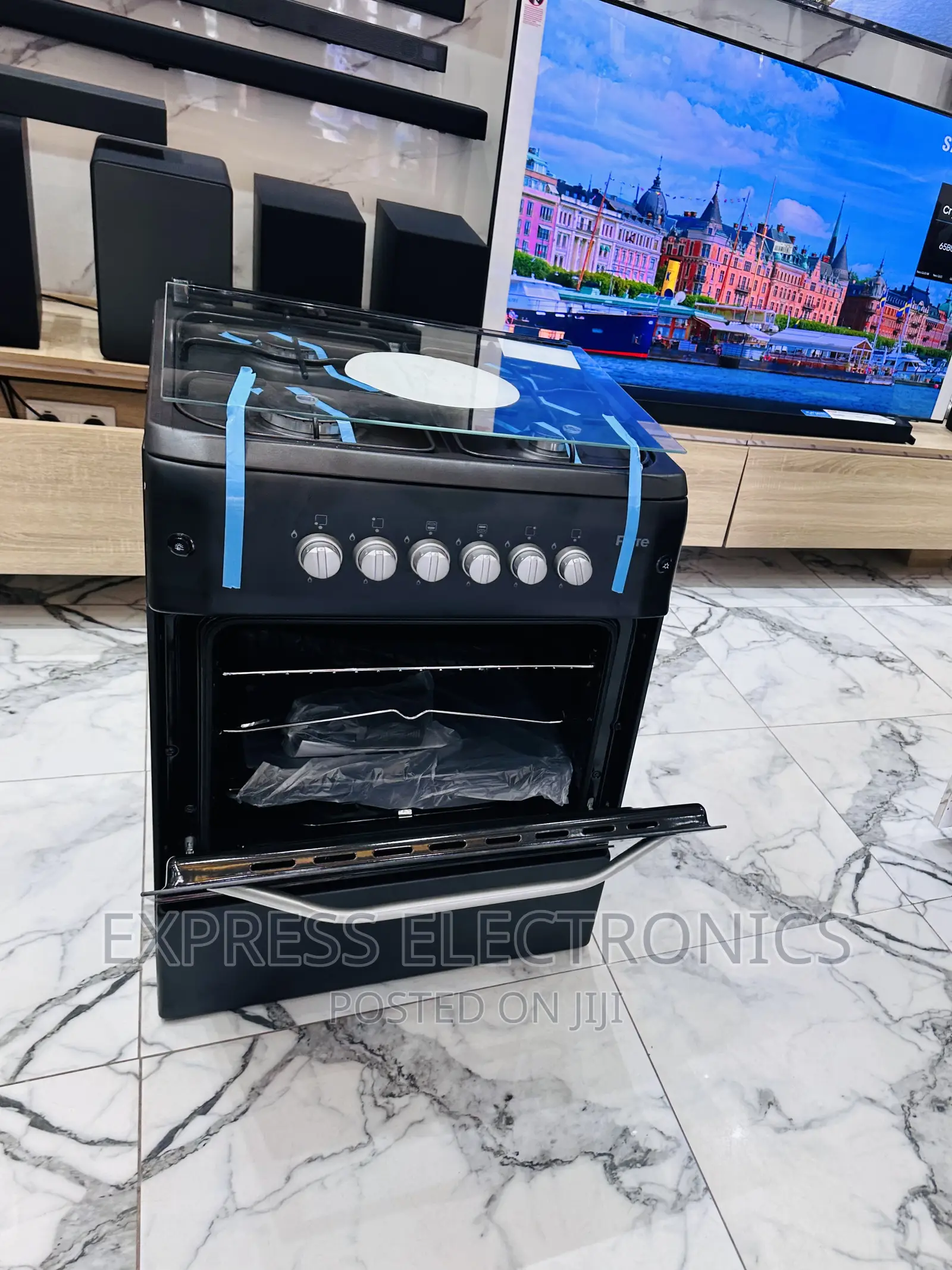 Black << Gas Cooker Oven Grill 4burner 60/60 4burner