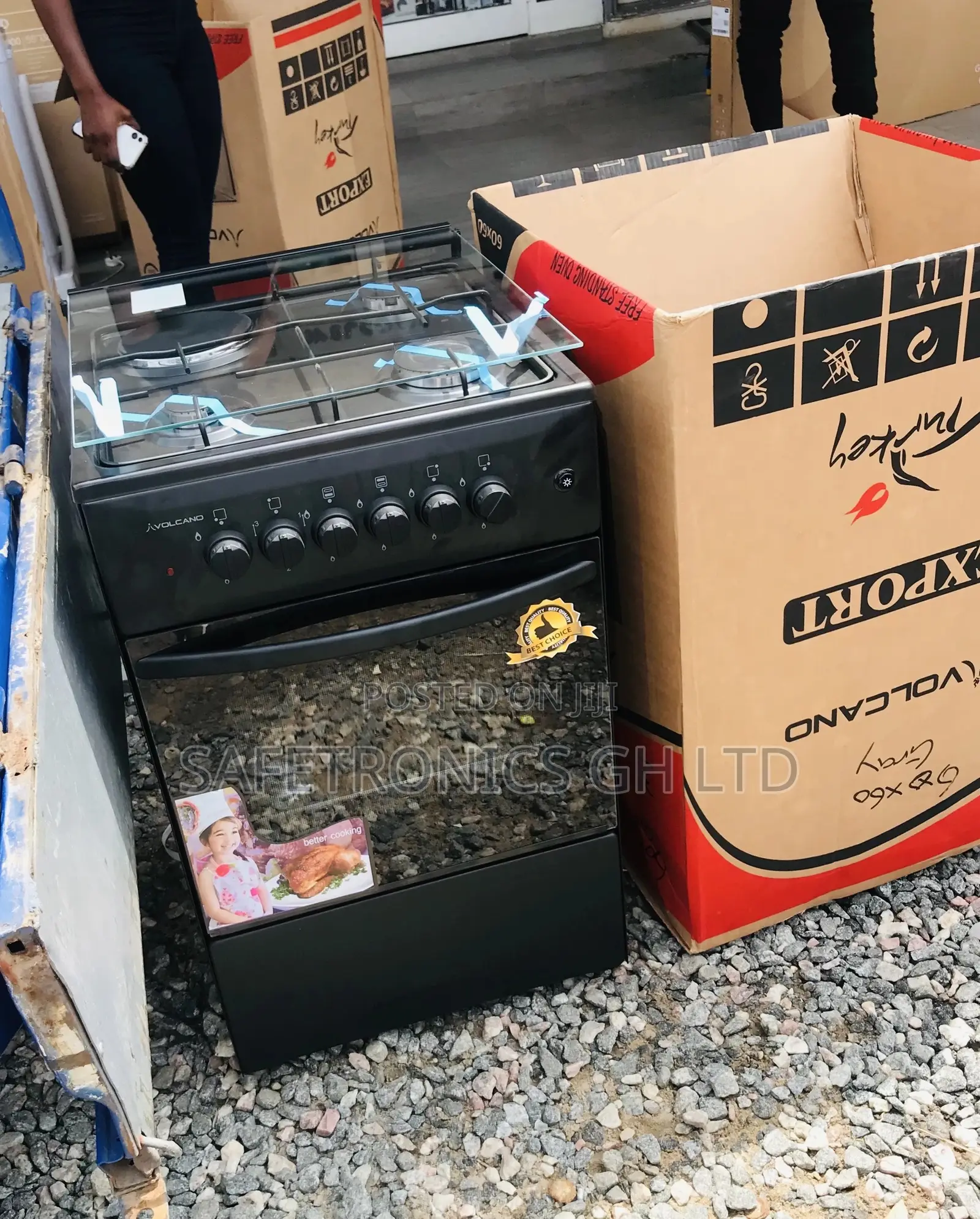 Volcano Black 1 Electric 3 Gas Burner Oven With Grill