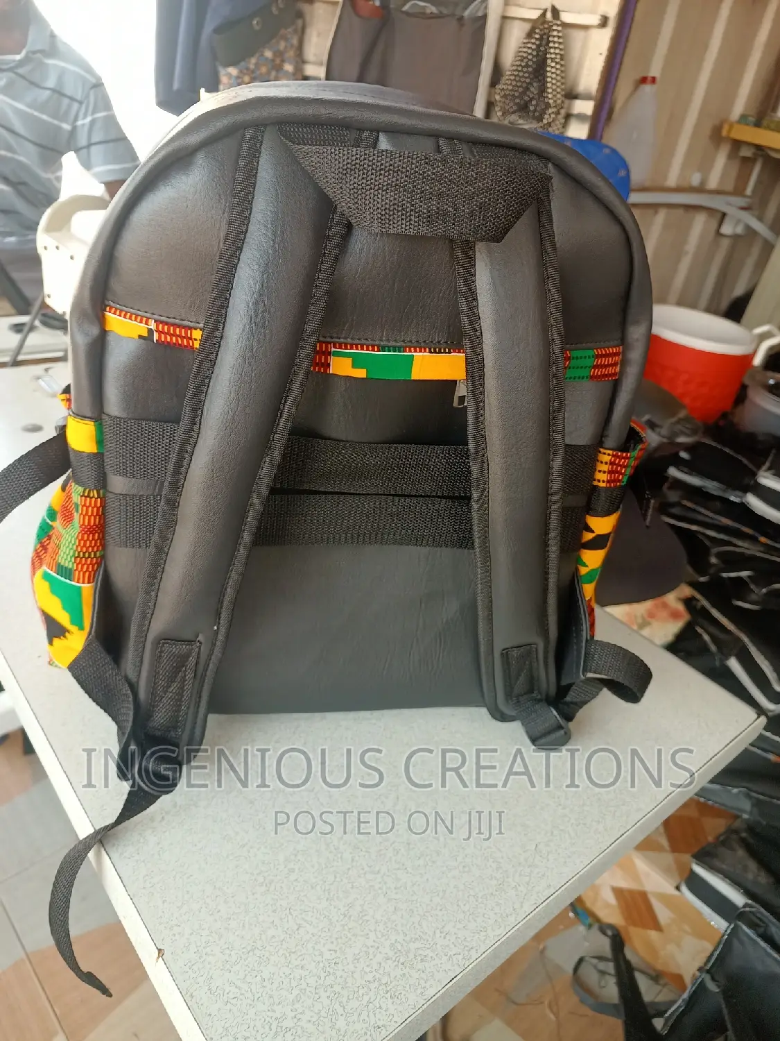 Quality African Print /Leather Backpack