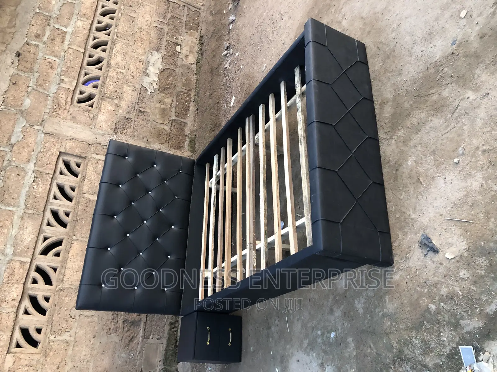 Black Double Leather Bed Frame
