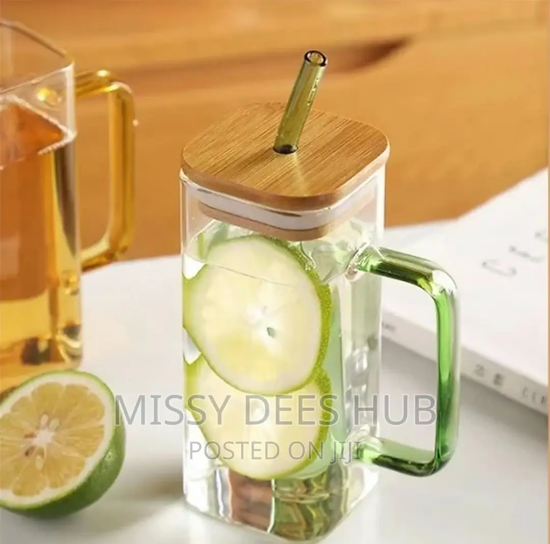 Square Glass Cup With Bamboo Lid