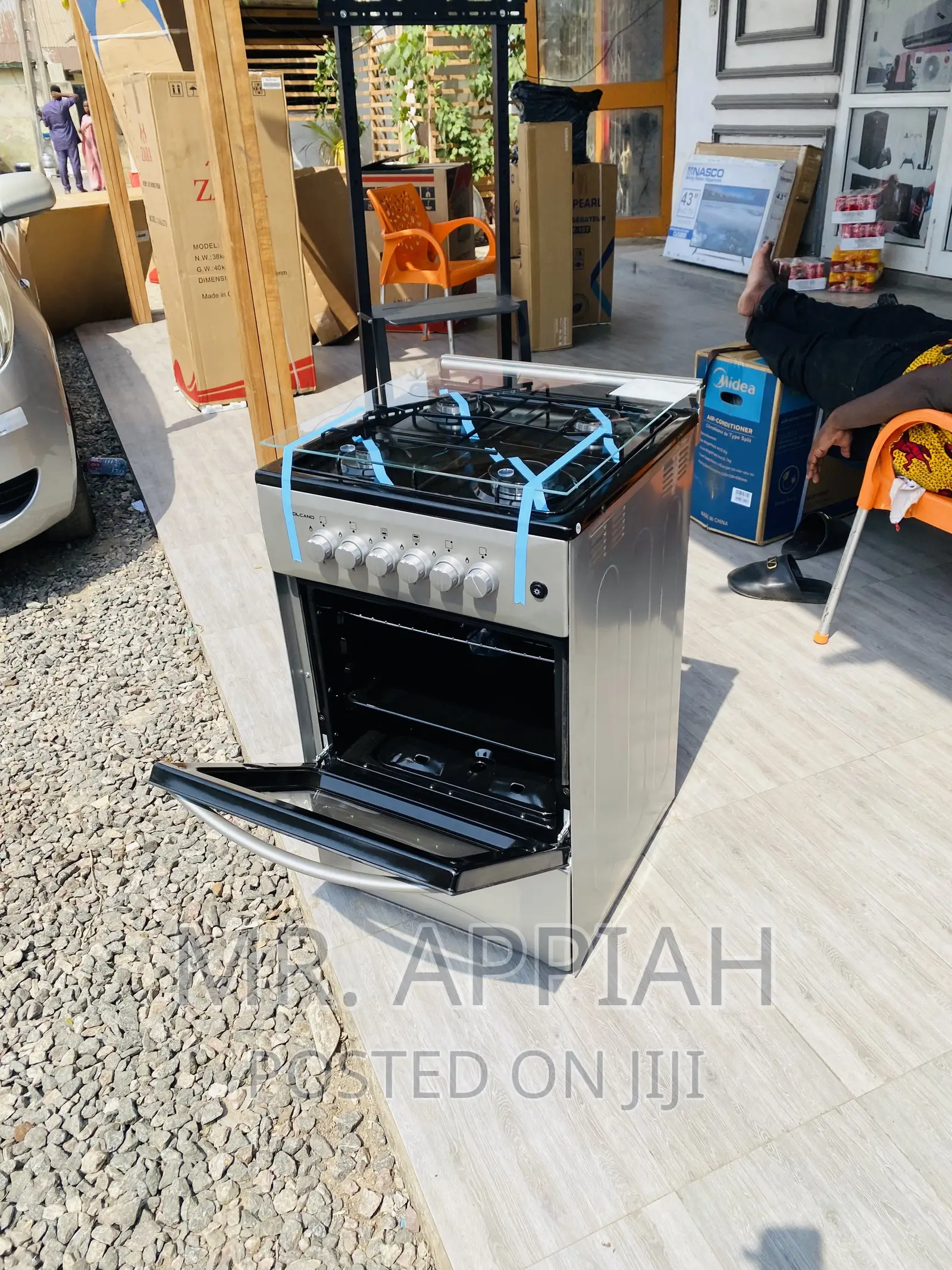 Anti-Rust Volcano 50x50 4 Gas Burner + Glass Lid(Gray).