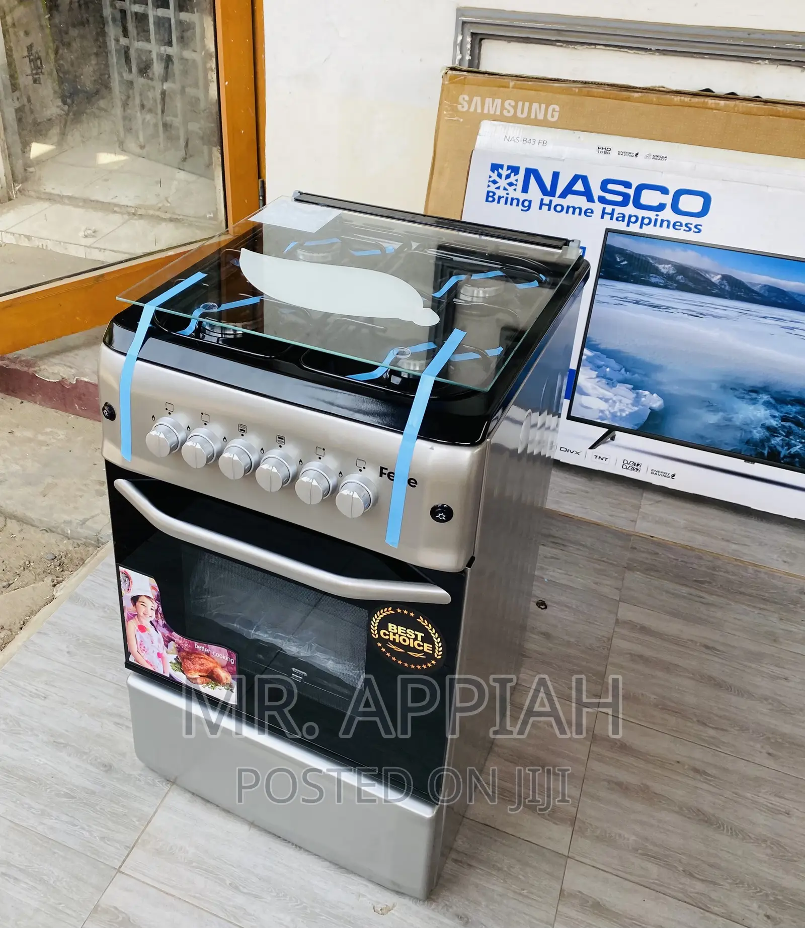 Original Ferre 50x55 4 Gas Burner With Oven Glass Lid.