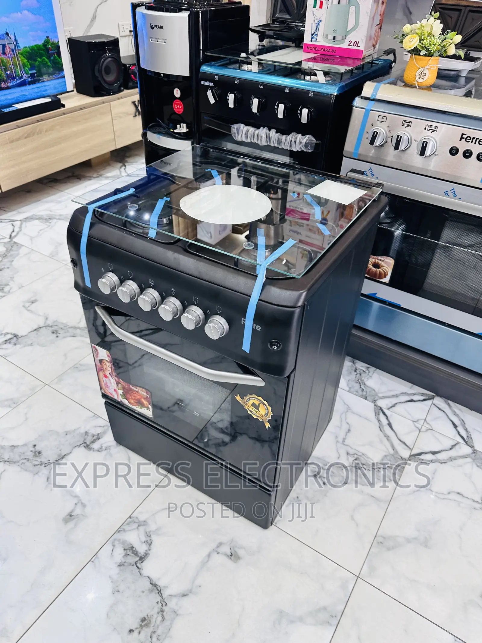 4burner 60-60 Stove Cooker Oven Black Ferre Best Sale
