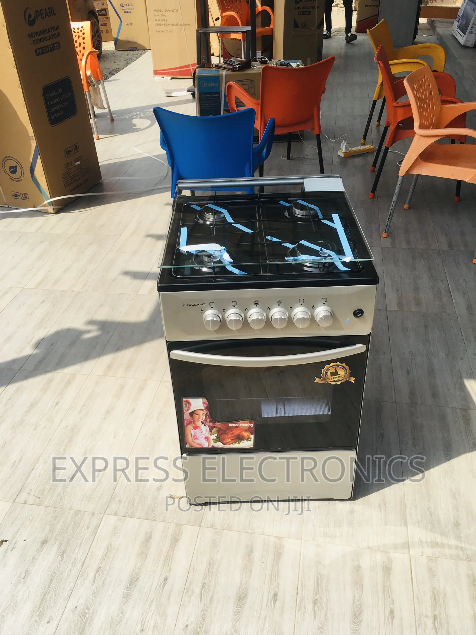 Sliver Gas Cooker 50-50 4burner Oven Inbuilt Lamp