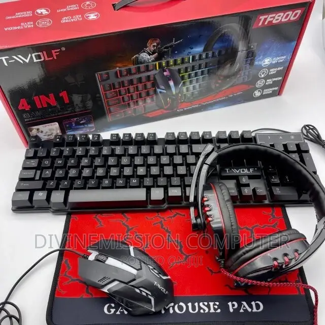 4 in 1 Wired Gaming Keyboard With Led Lights.