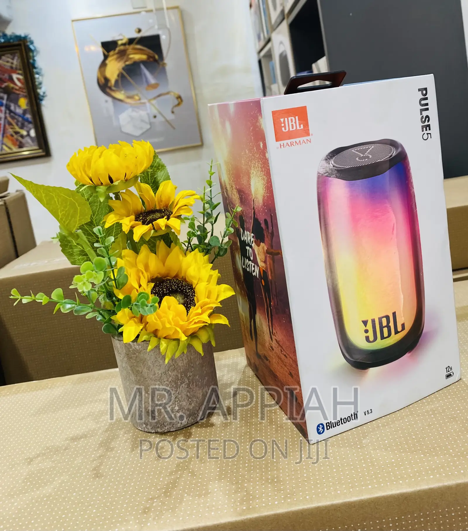 Portable JBL Pulse 5 Bluetooth Speaker.
