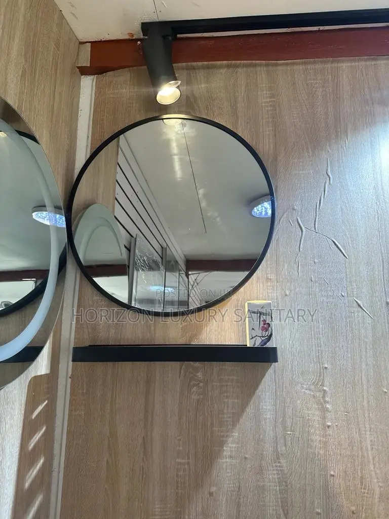 Round Matte Black High Definition Mirror