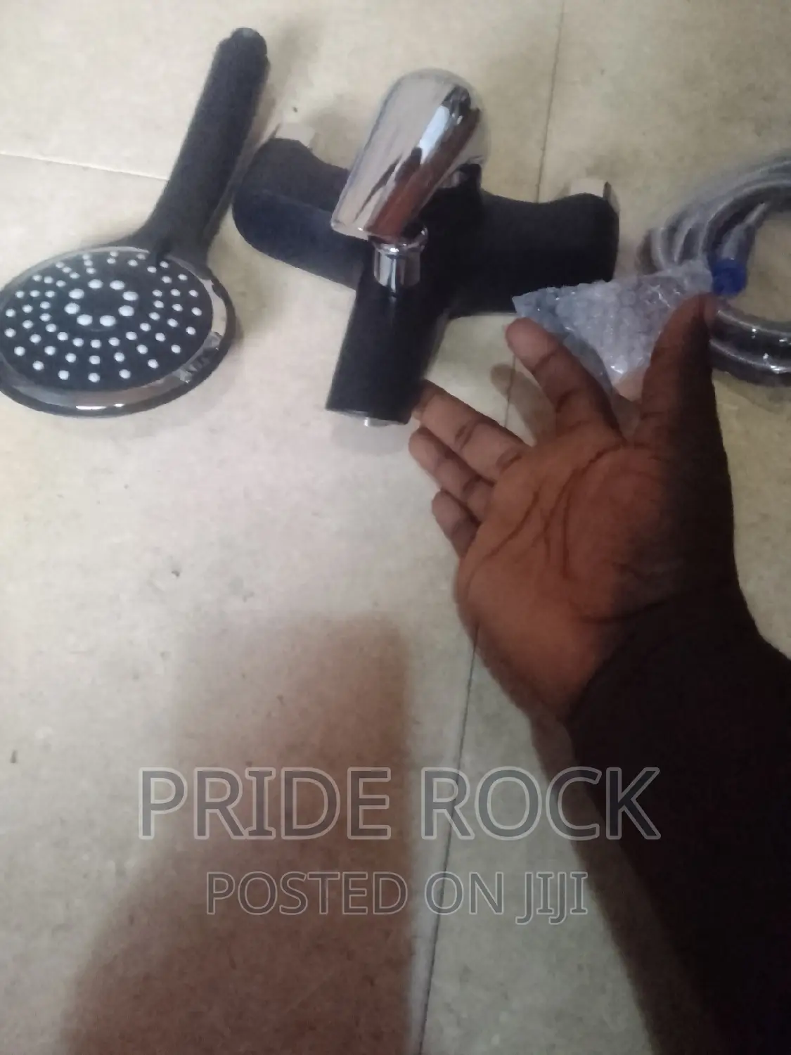 Black and Chrome Quality Telephone Shower Set, Faucet