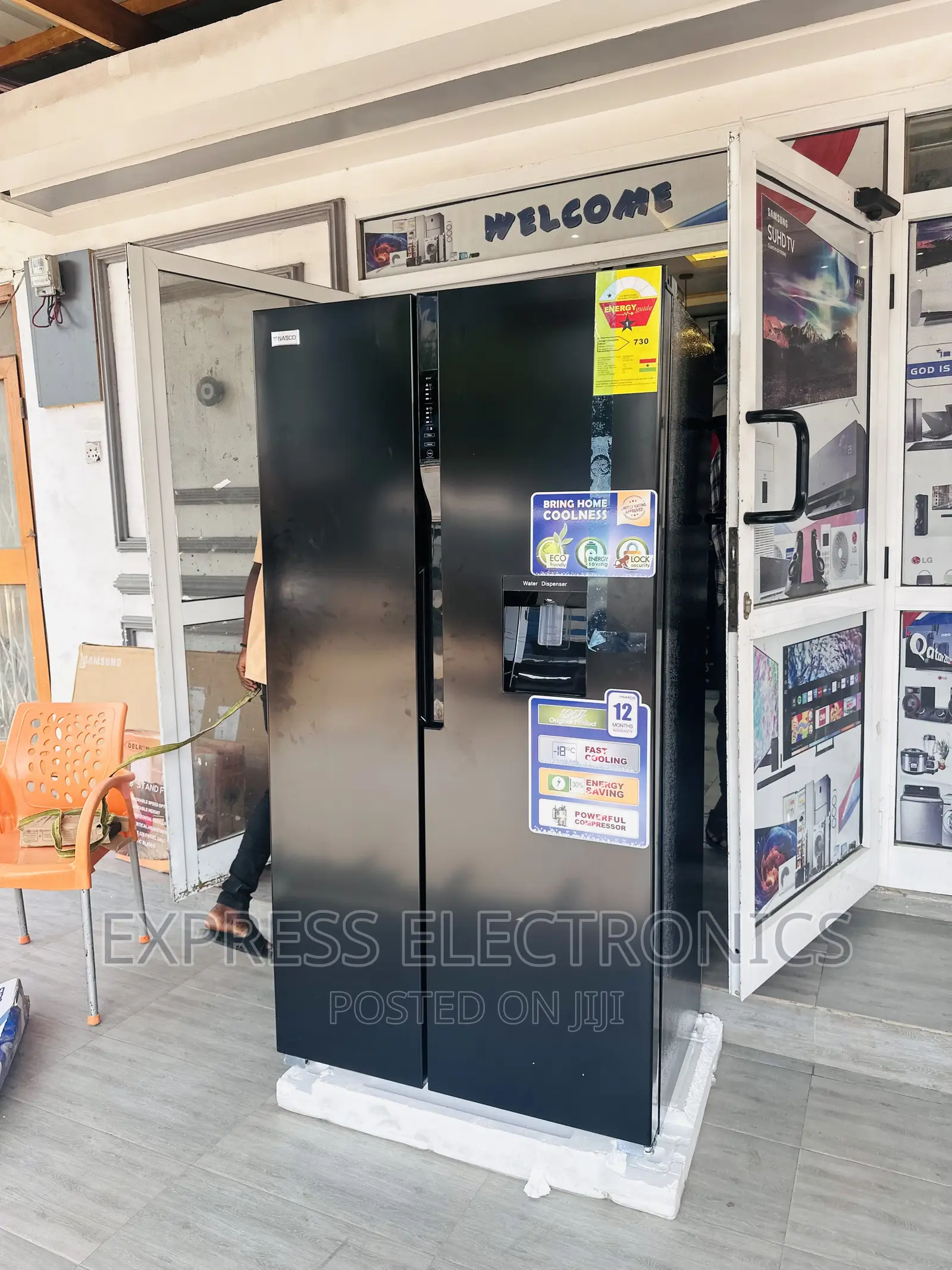 Zealous Sleek Black Nasco Fridge Nassb2-64s.Side by Side