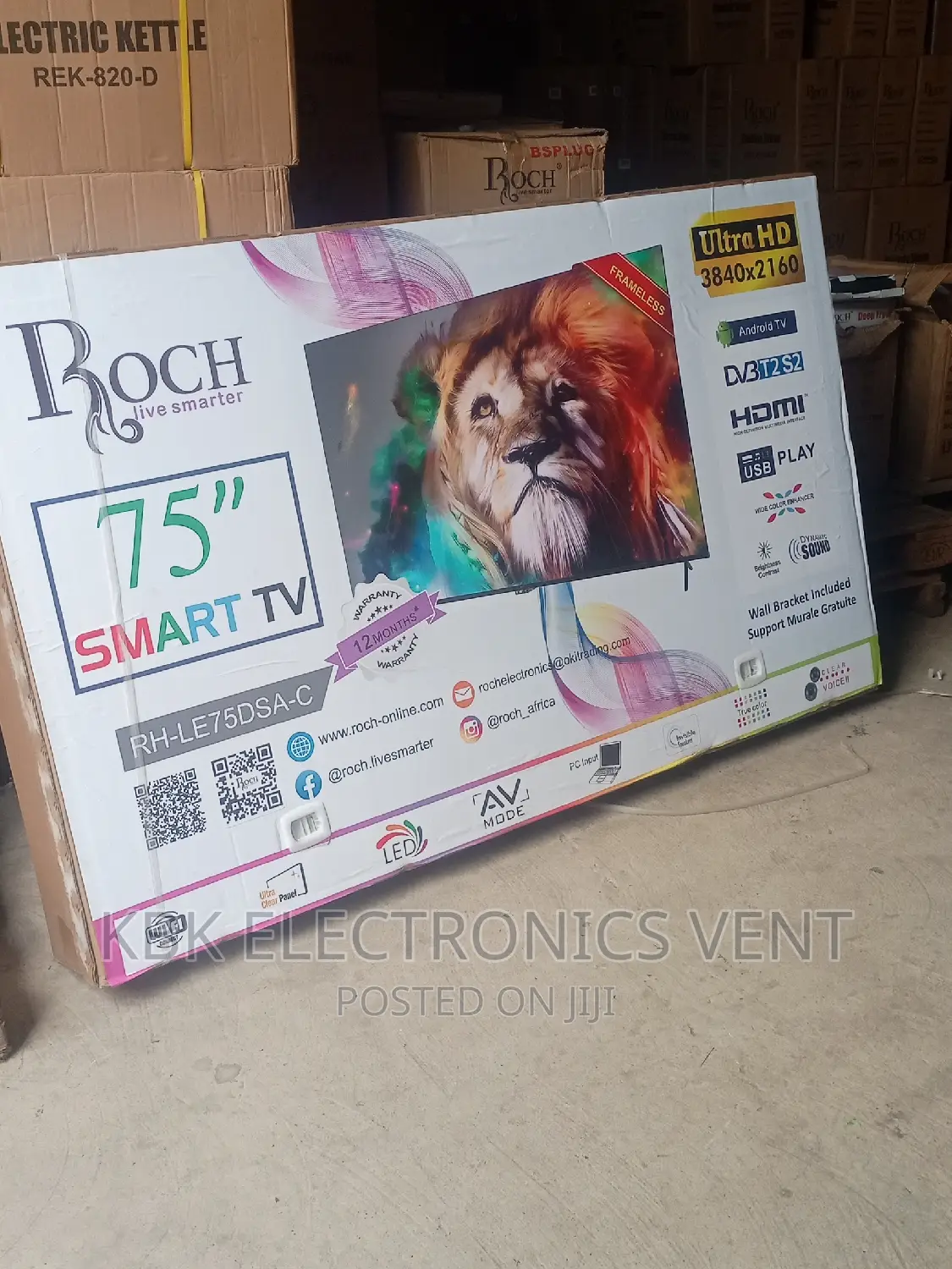 Roch 75" Smart Uhd Android Satellite Digital Led TV