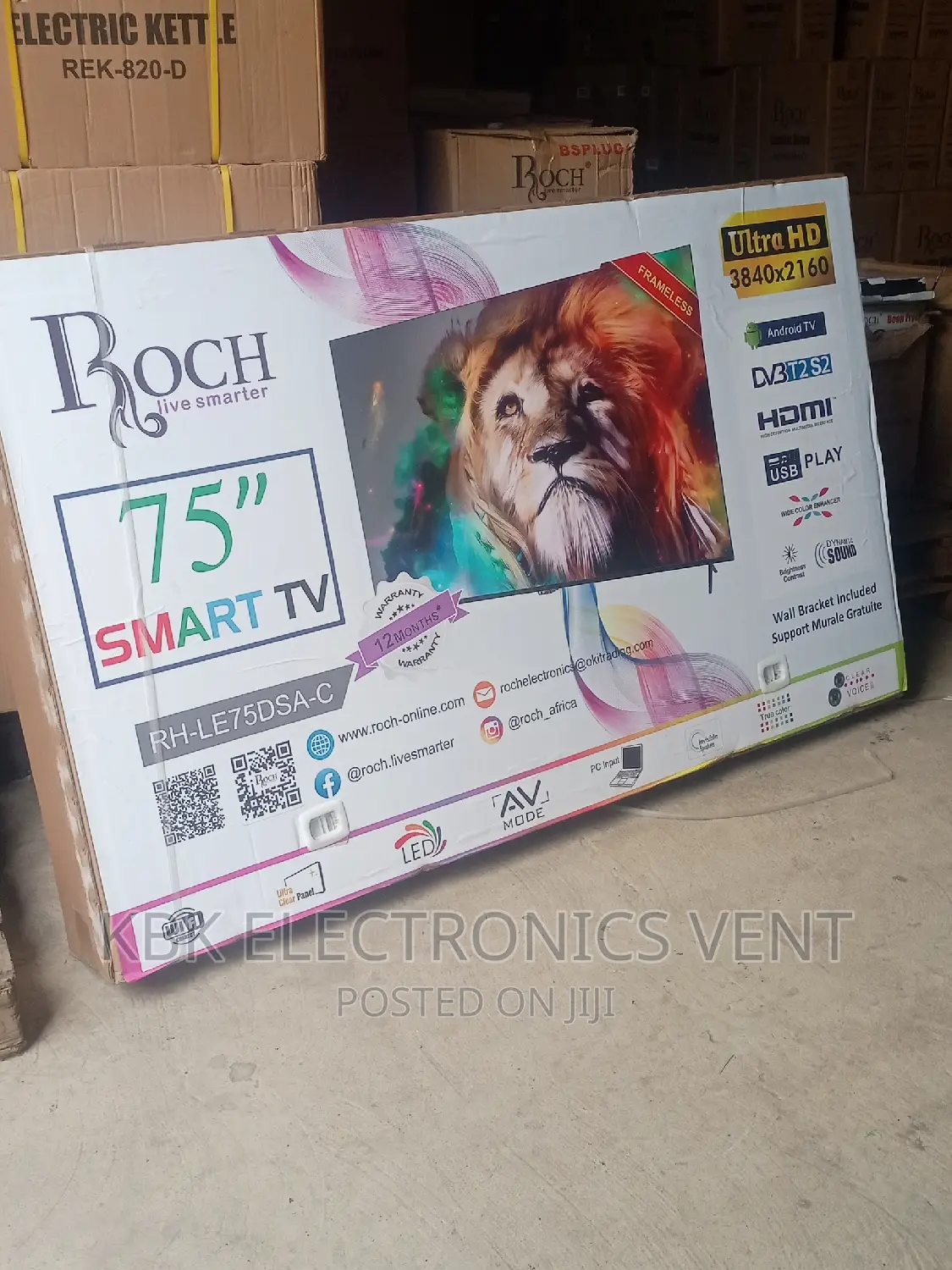 Roch 75" Smart Uhd Android Satellite Digital Led TV