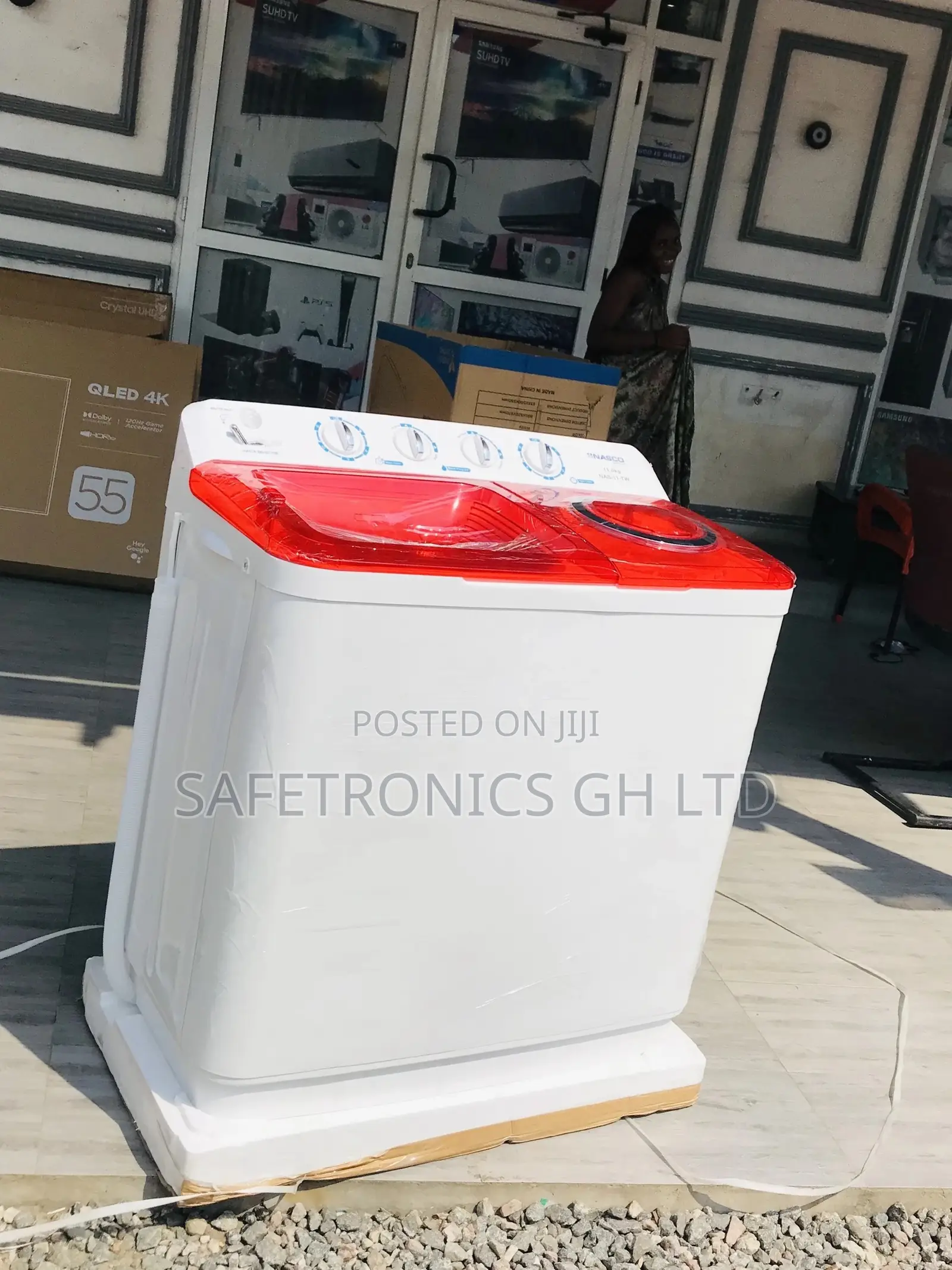Topload Nasco 11kg White/Red Washingmachine Semiautomatic