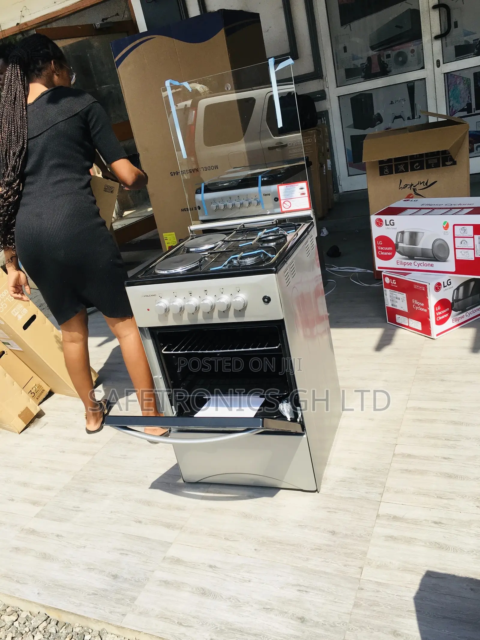 New Volcano 2 Gas 2 Electric Oven With Grill 50x50 Glass Lid