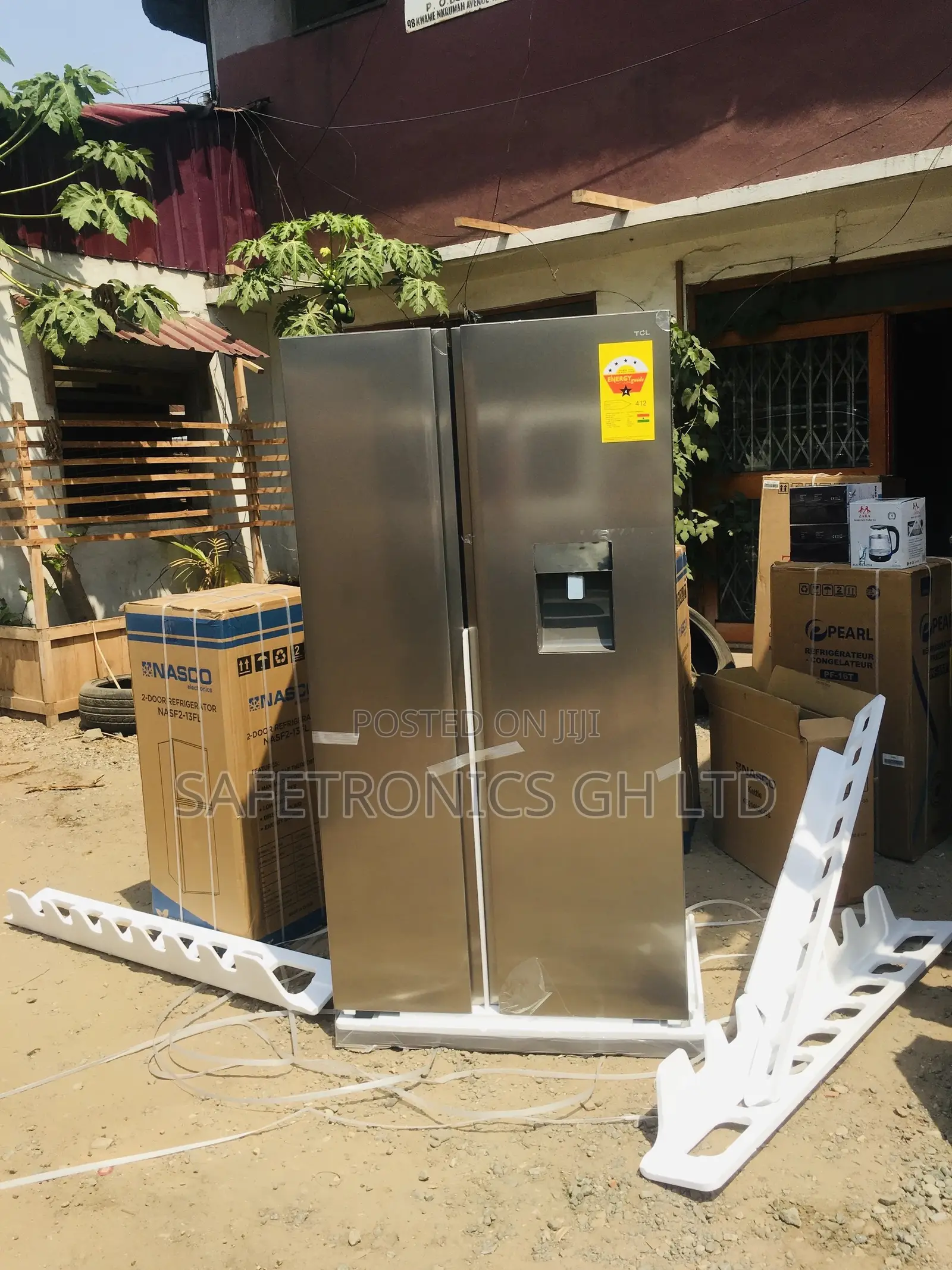 Gray 607 Liters TCL Side by Side P520SBN 2 Doors Fridge